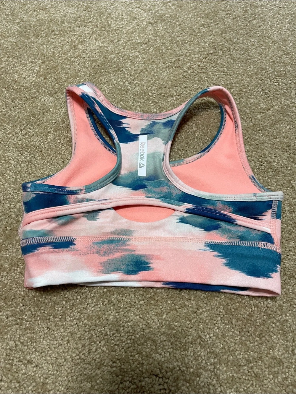 Reebok coral and blue Racerback Sports bra/swim top